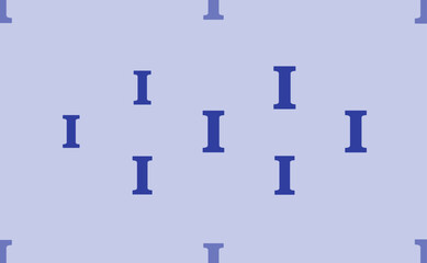 Seamless pattern of large isolated blue capital letter I symbols. The pattern is divided by a line of elements of lighter tones. Vector illustration on light blue background
