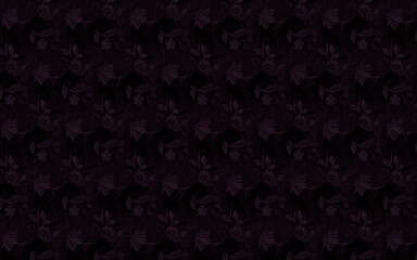 Illustration of a dark background with purple floral repeating patterns