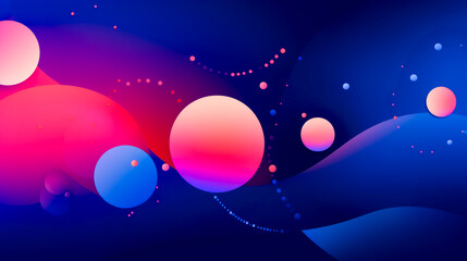 Obraz na płótnie Canvas Blue and pink abstract background with circles and dots on dark blue background.