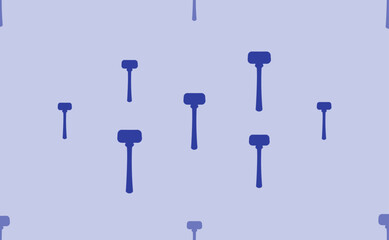 Seamless pattern of large isolated blue mallet symbols. The pattern is divided by a line of elements of lighter tones. Vector illustration on light blue background