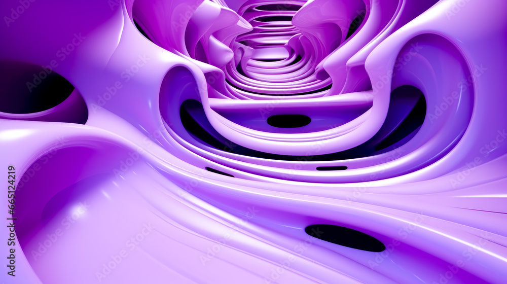 Poster purple and black abstract background with lots of black dots on the bottom of the image.