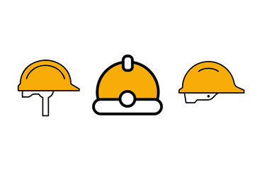 Fototapeta premium Construction helmet icons set. Construction, labor and engineering symbols. Helmet and gear flat or line icon