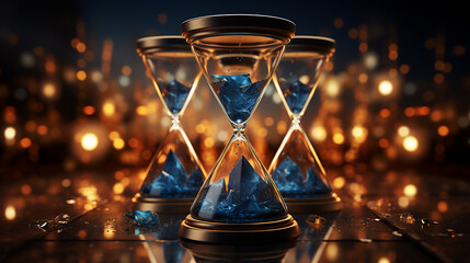 hourglass in a stained-glass style.