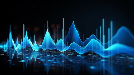 Data technology background. Music sound wave abstract background. Generated AI
