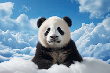 giant panda bear in the clouds 