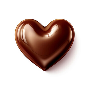 Chocolate heart isolated on white background. Realistic 3d illustration. Chocolate candy in the form of heart.