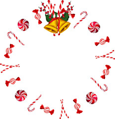Christmas wreath illustration on transparent background.