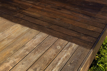Decking boards before and after painting
