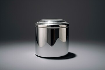 silver container on plain backdrop. Generative AI