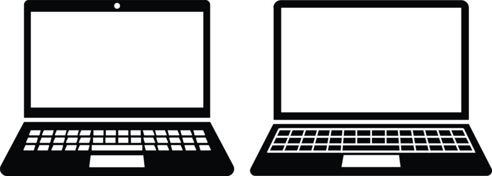 Laptop computer icon in flat set. isolated on transparent background. Electronics and devices related computer Laptop, hardware LCD tv sign symbol vector for apps and website