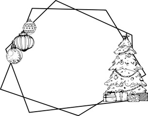 Christmas geometric wreath frame.