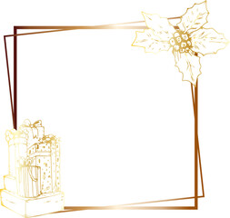 Christmas gold geometric frame.