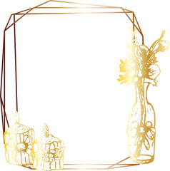 Christmas gold geometric frame.