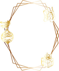 Christmas gold geometric frame.