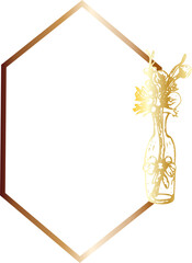 Christmas gold geometric frame.