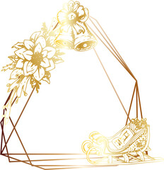 Christmas gold geometric frame.