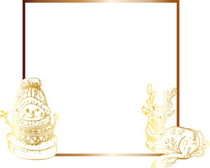 Christmas gold geometric frame.
