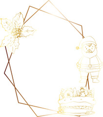 Christmas gold geometric frame.