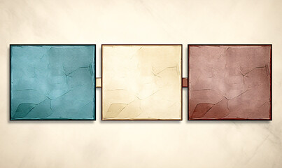 three square panels ready for text / room for text