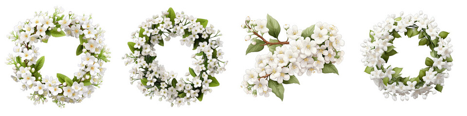 Bridal Wreath Flower Hyperrealistic Highly Detailed Isolated On Transparent Background Png File - obrazy, fototapety, plakaty