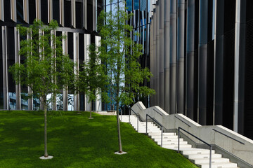 geometry in modern street design. Fragment of a residential area