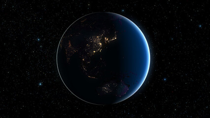 Beautifull Planet Earth in the Night Sky Full of Stars