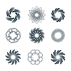 Wind design element icon vector collection with circle and abstract concept