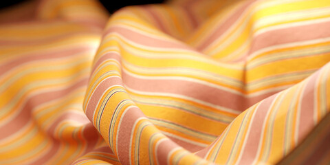 silk fabric design element, 3d rendering golden cloth material flying in the wind. Waving satin...