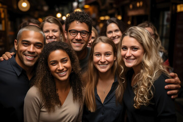 Obraz premium group of young muticultural smiling people