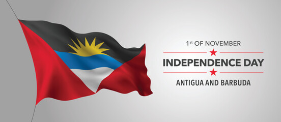 Obraz premium Antigua and Barbuda happy independence day greeting card, banner with template text vector illustration
