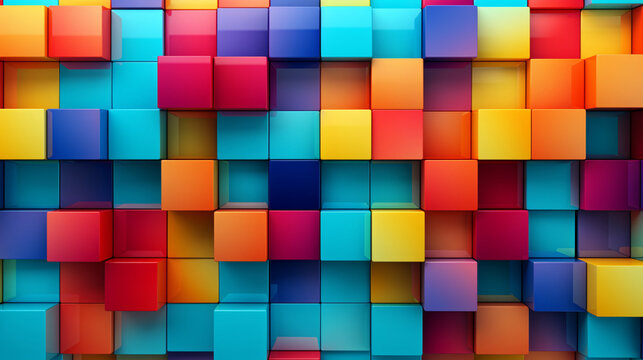 Abstract color metallic blocks data digital background. Generated AI