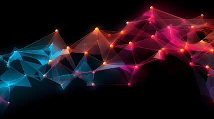Neon Black Background Digital Desktop Wallpaper HD 4k Network Nodes Lines