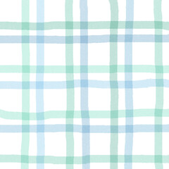 Blue Green Plaid Hand Drawn Background