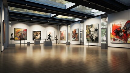 A contemporary art gallery with a rotating exhibition of modern artworks.