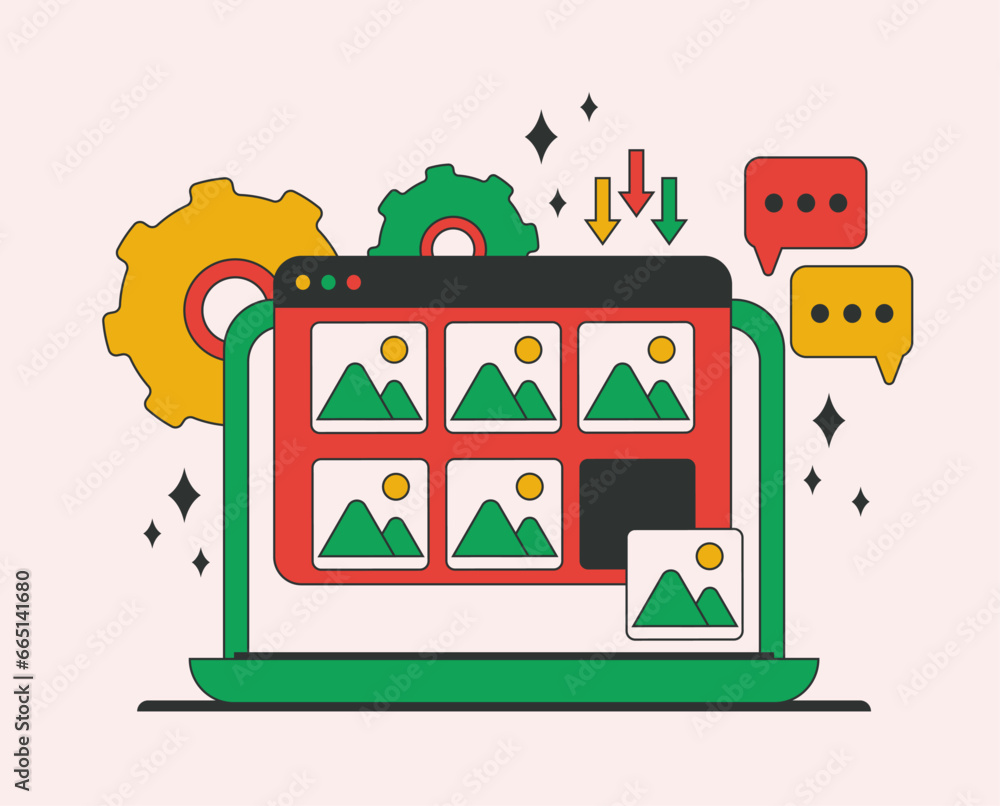 Poster concept of data visualization, file management administration. vector illustration for modern web de