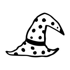 Vector element witch witch hat funny doodle.
