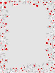 Set of floral card. Modern abstract art design with hand drawn colorful leaves, branches and berries