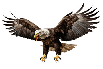 American bald eagle flying, spreading its wings in a graceful display.