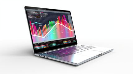 Computer laptop with colorful graph on screen
