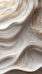 Obraz premium 3d wavy white abstraction on the wall with thin gold threads