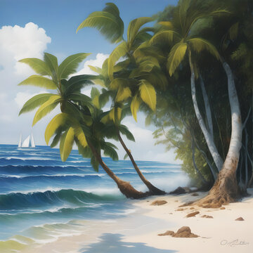 Mod&egrave;le de paysage des plages du pacifique pour peintre