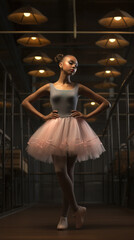 dark-skinned beautiful young woman ballerina, theater actress, pointe shoes, ballet tutu, dancer, rhythmic gymnastics, African-American girl, sport, ballet, dancing, rehearsal, dress, body, portrait