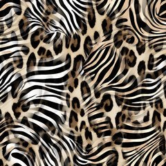 Mixed animal pattern, zebra and leopard pattern, animal fur.