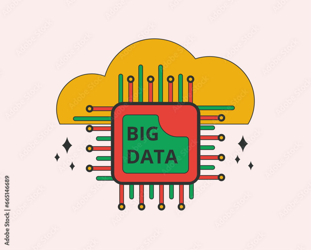 Poster big data with cloud computing technology. vector illustration icon concept.