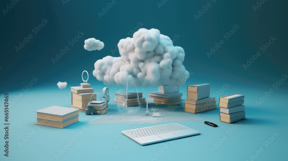 Aufkleber minimal background for online education and metaverse concept. pixel book and alphabet with white di