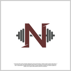 Letter gym with barbel logo design template unique concept Premium Vector