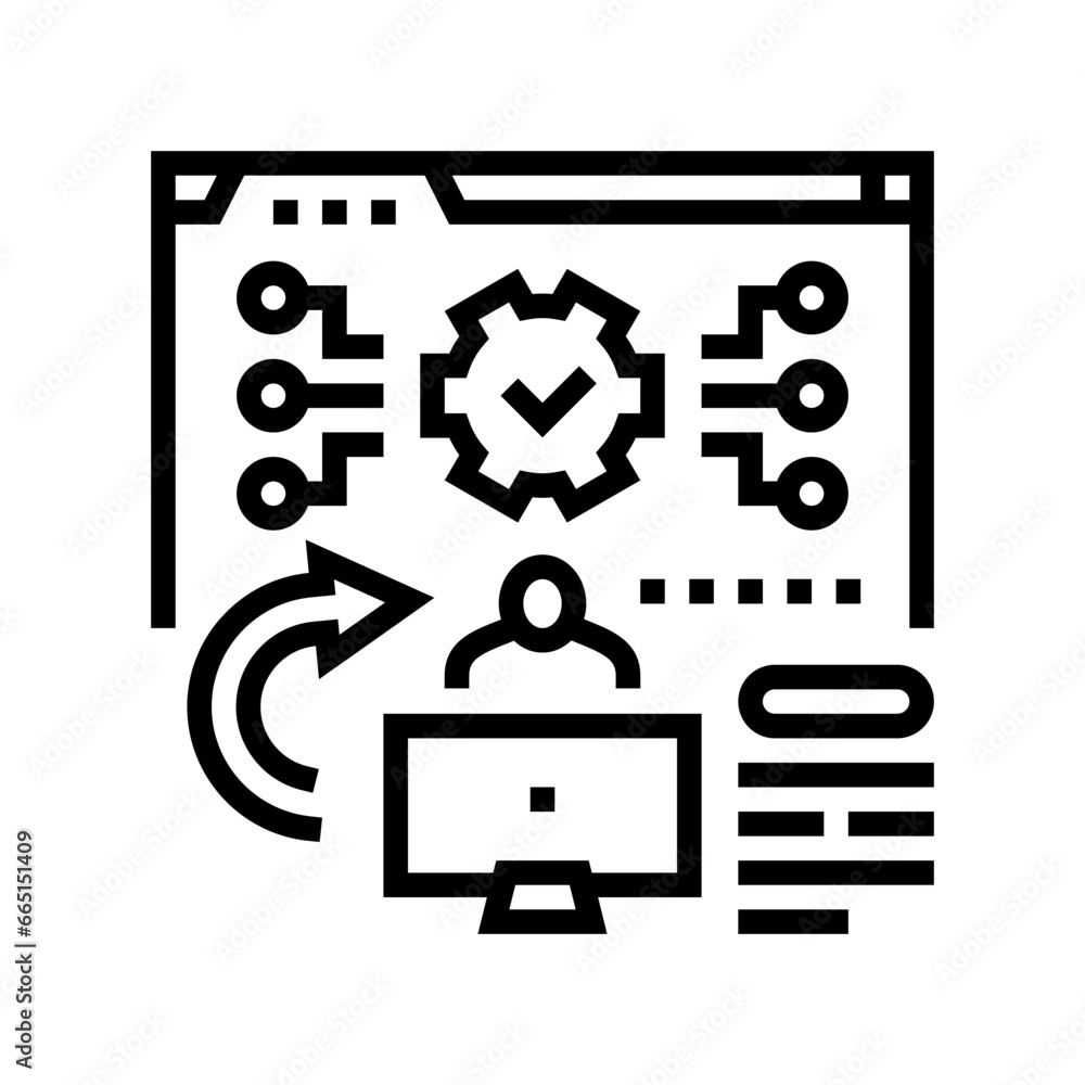 Poster system evaluation analyst line icon vector. system evaluation analyst sign. isolated contour symbol 
