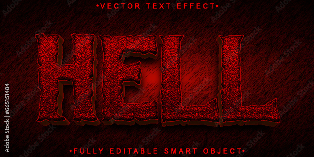 Poster red horror hell vector fully editable smart object text effect