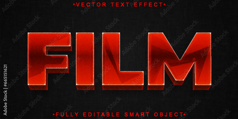 Poster red movie film vector fully editable smart object text effect