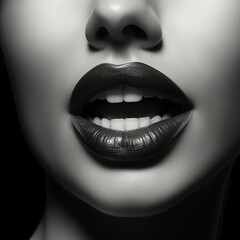 Seductive Contrast: A Monochrome Close-Up of Lips